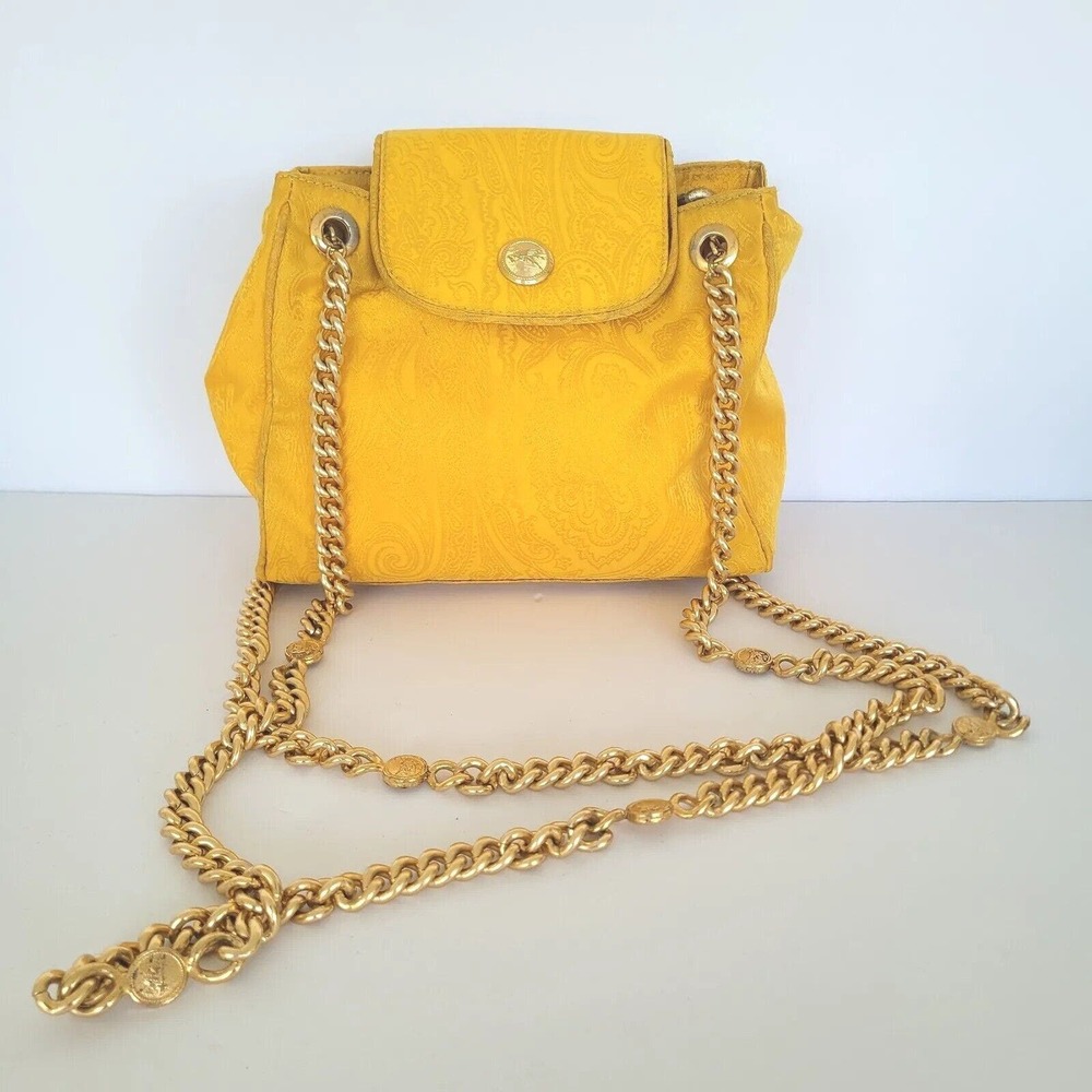 Etro Yellow Paisley Shoulder Bag with Gold Chain